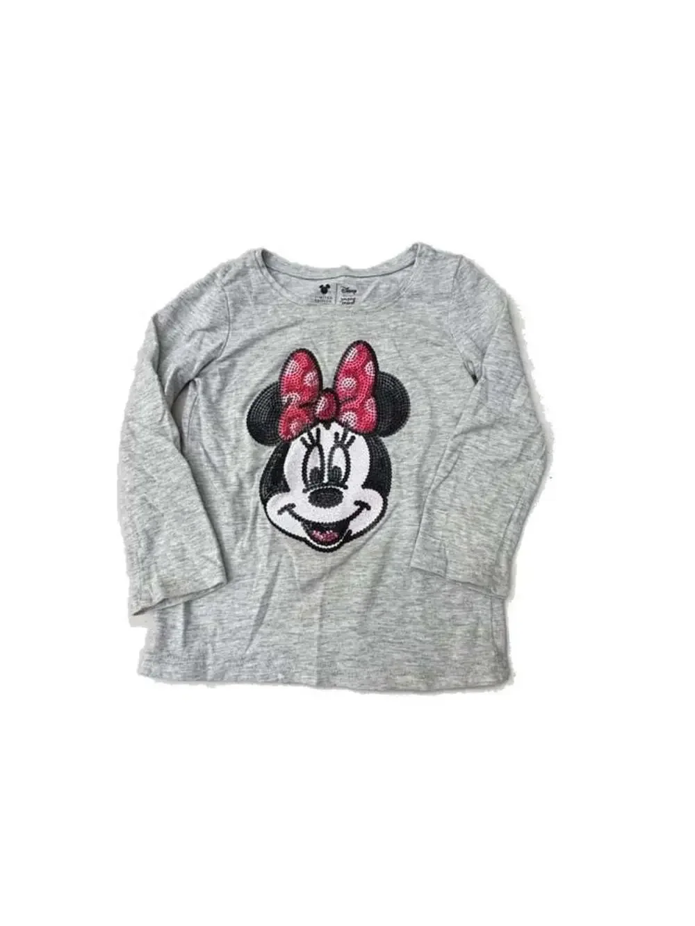 Disney Jumping Beans Toddler Girls Minnie Mouse Sequin Long Sleeve T-Shirt Gray
